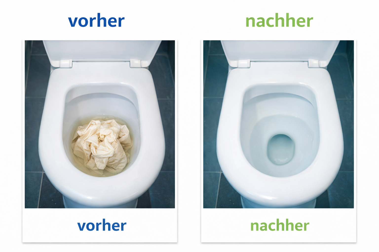 Wc Verstopfung Wien lösen - Vorher : Nachher